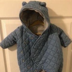 Gap Baby (0-3mo) Quilted Chambray Bear One-Piece